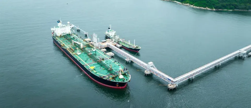 Tankers berthed at an offshore loading jetty
