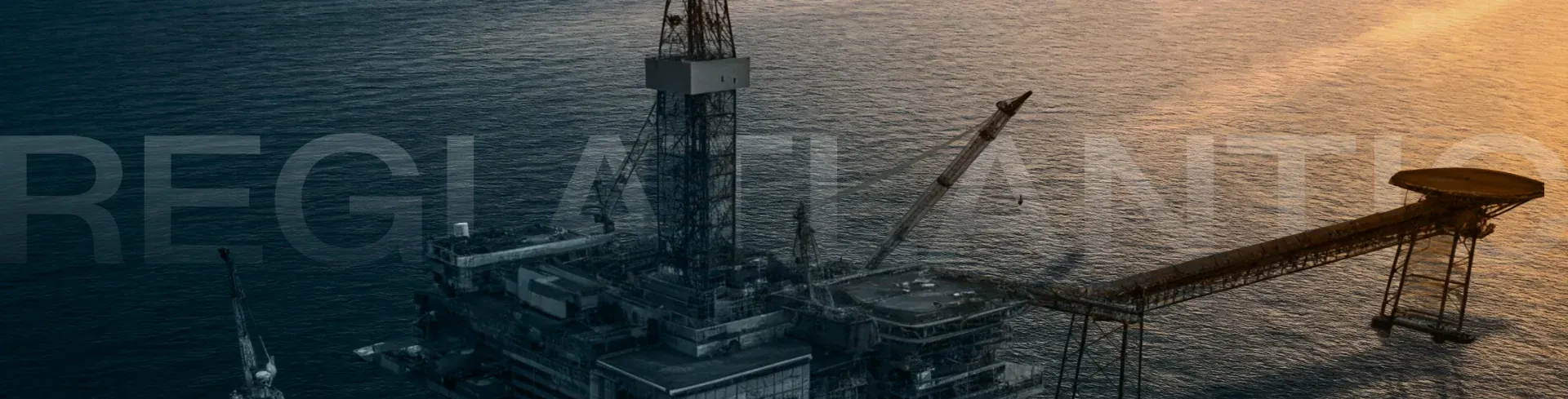 Regi Atlantic Energy offshore platform at dusk