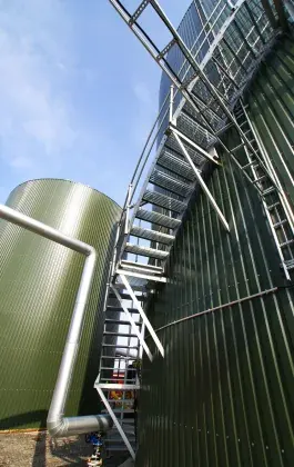 Storage tanks and access stairway